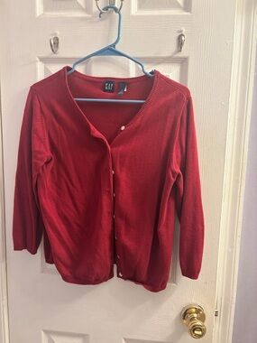 GAP Women's Bright Red Button-Up Cardigan